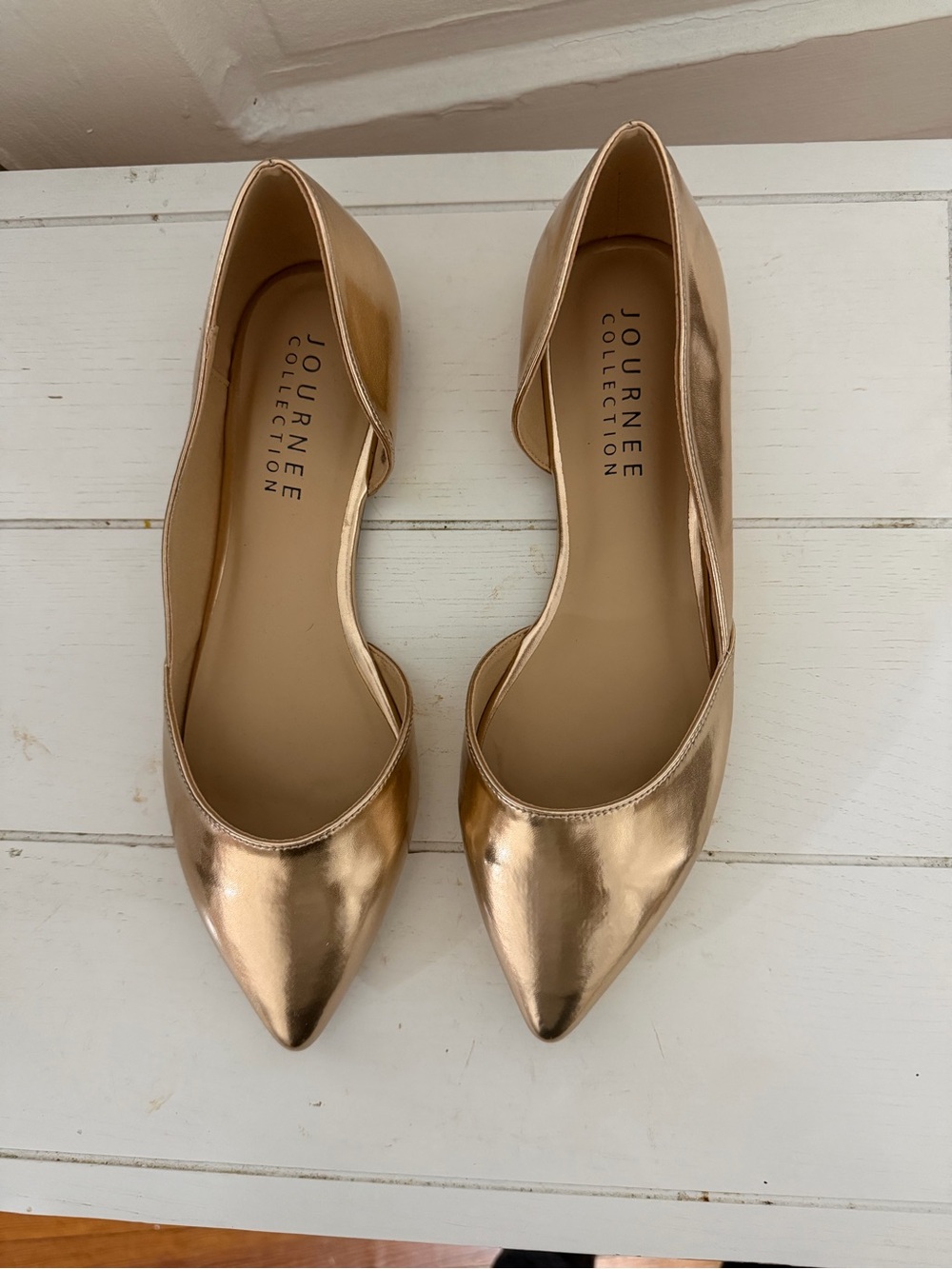 Journee Collection Women's Pointed Toe D'Orsay Flats in Rose Gold -SZ 10